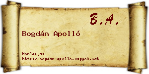 Bogdán Apolló névjegykártya